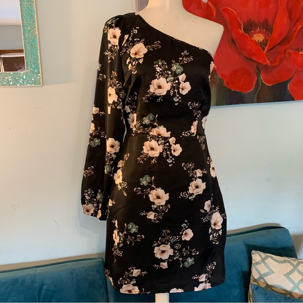 New NWT Abercrombie & Fitch Dress Womens XS One Shoulder Floral Print Stretch